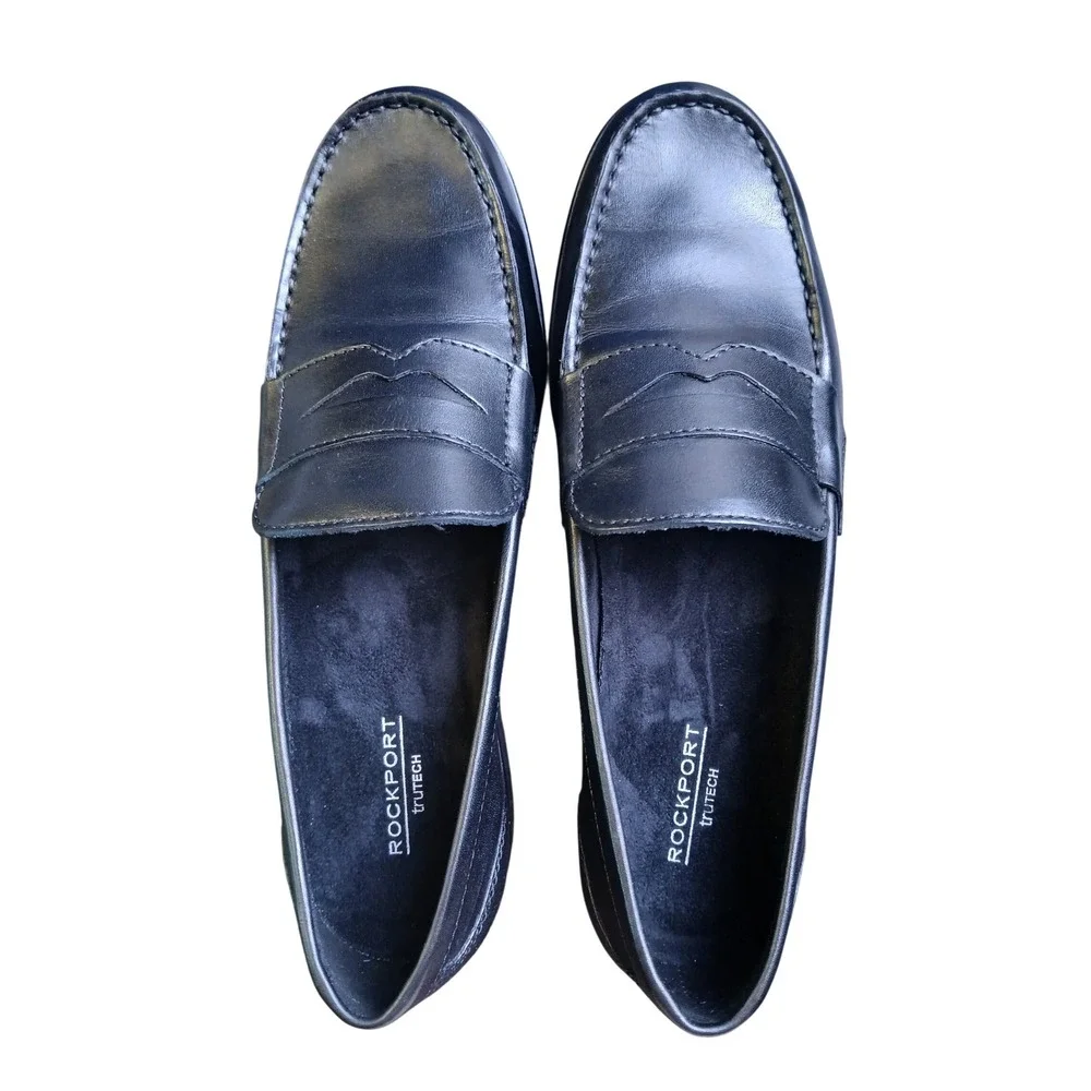Rockport Mens Classic Loafer Penny Black Leather TruTECH M76443 Size 10.5 M